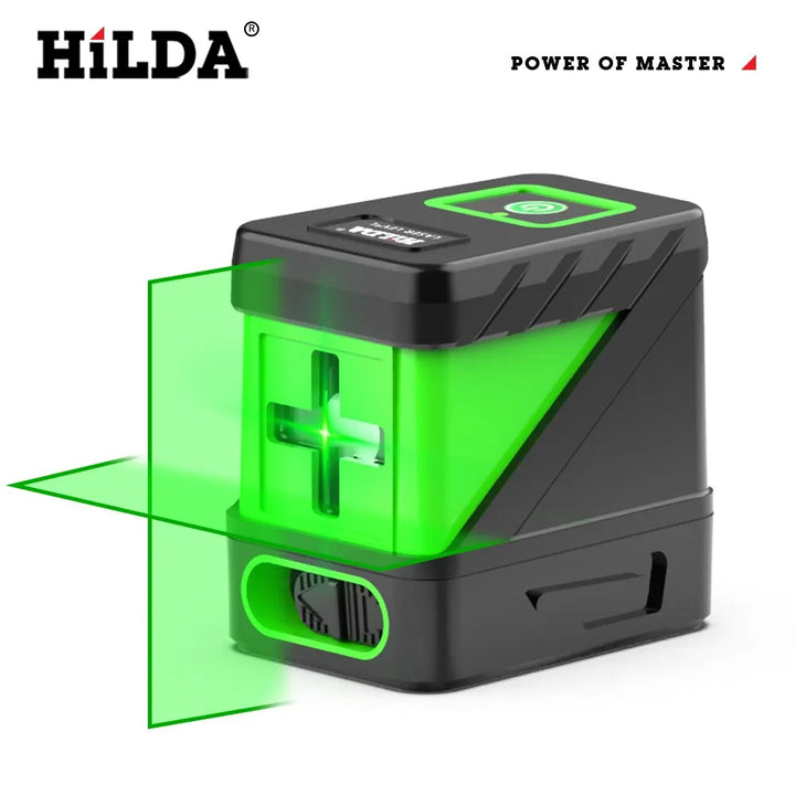 HILDA 2 Lines Laser Level Self Levelling Green Beams Laser Horizontal Vertical Cross Line Mini Laser Level